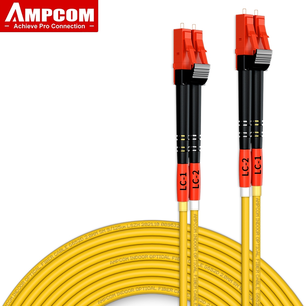 AMPCOM Single Mode Duplex Fiber LC LC Fiber Optic Patch Cable Simplex