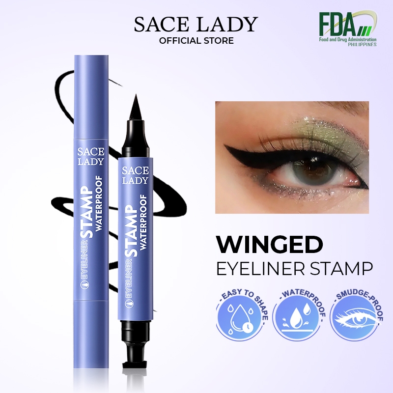 Sace Lady Winged Eyeliner Waterproof Smudge Proof Double Head Seal