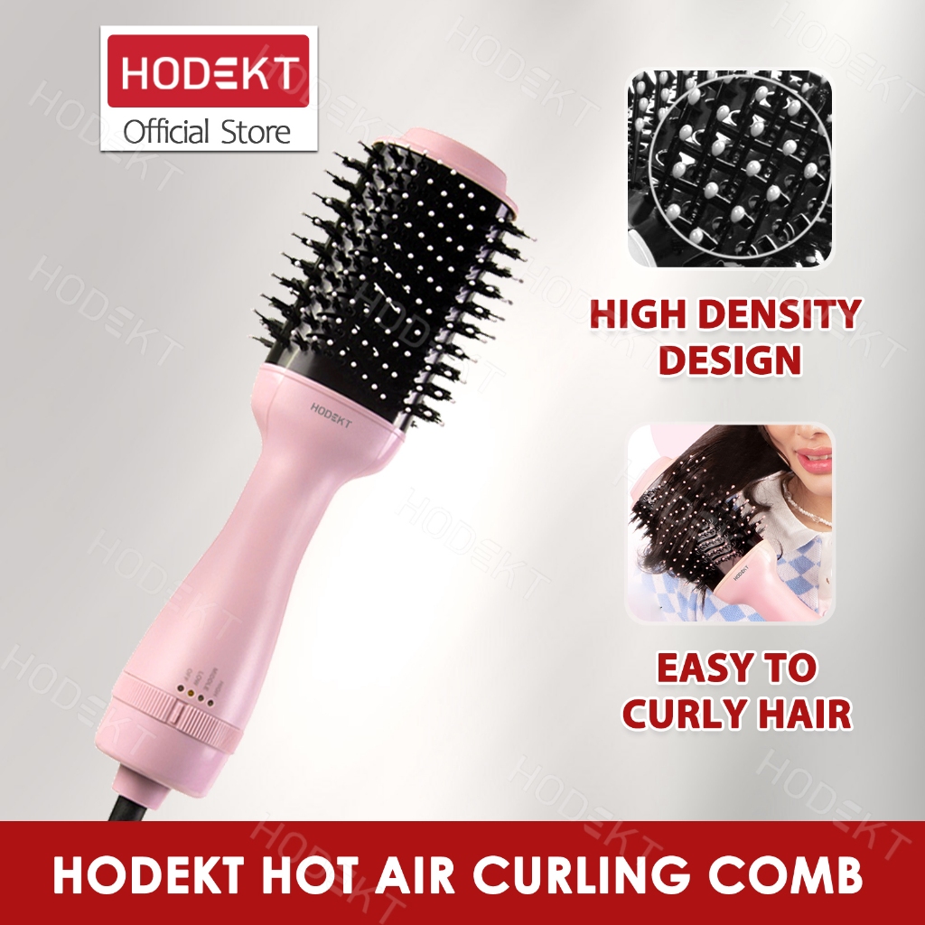 HODEKT Hot Air Brush Comb 2 In 1 Hair Curler Hot Cool Air Curling Iron