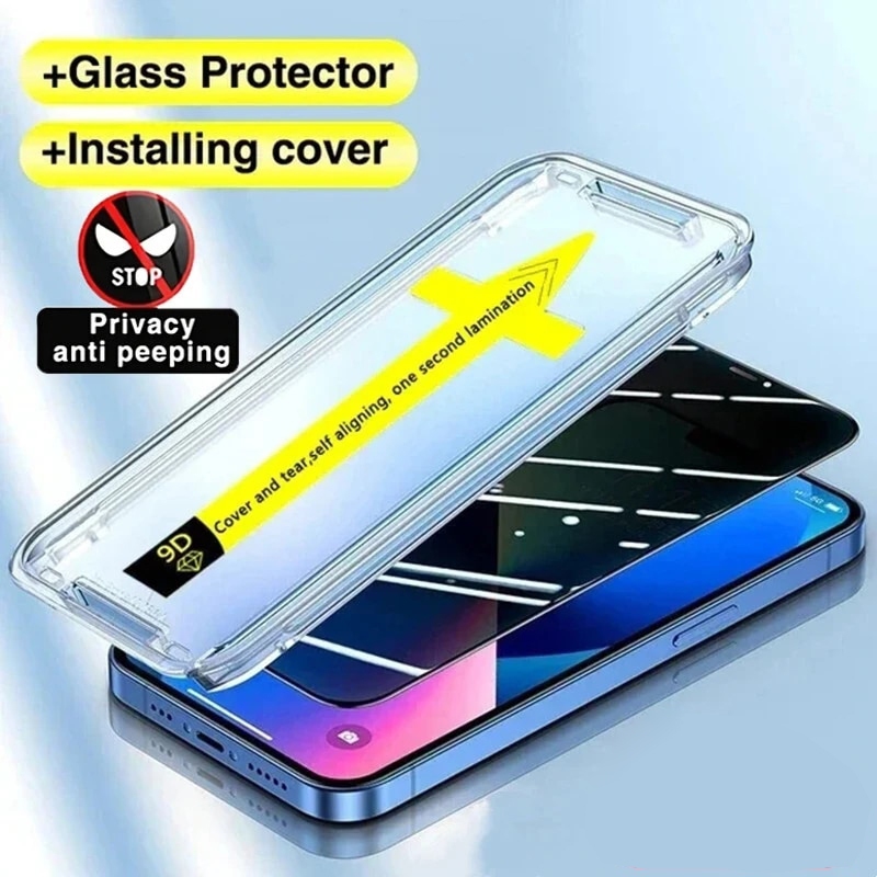 Automatic Alignment Easy Install Hd Privacy Tempered Glass Protector