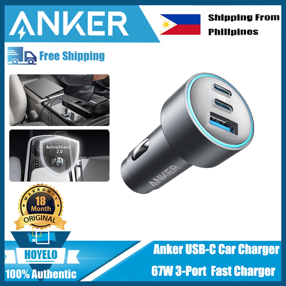 Anker USB C Car Charger 67W 3 Port Compact Fast Charger Car Adapter