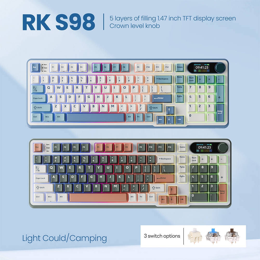 Rk Royal Kludge Rk S Key Tri Mode Rgb Wired Bluetooth G