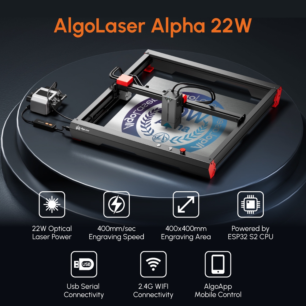 Algolaser Alpha 22W Laser Engraver Cutting Machine Built In Automatic