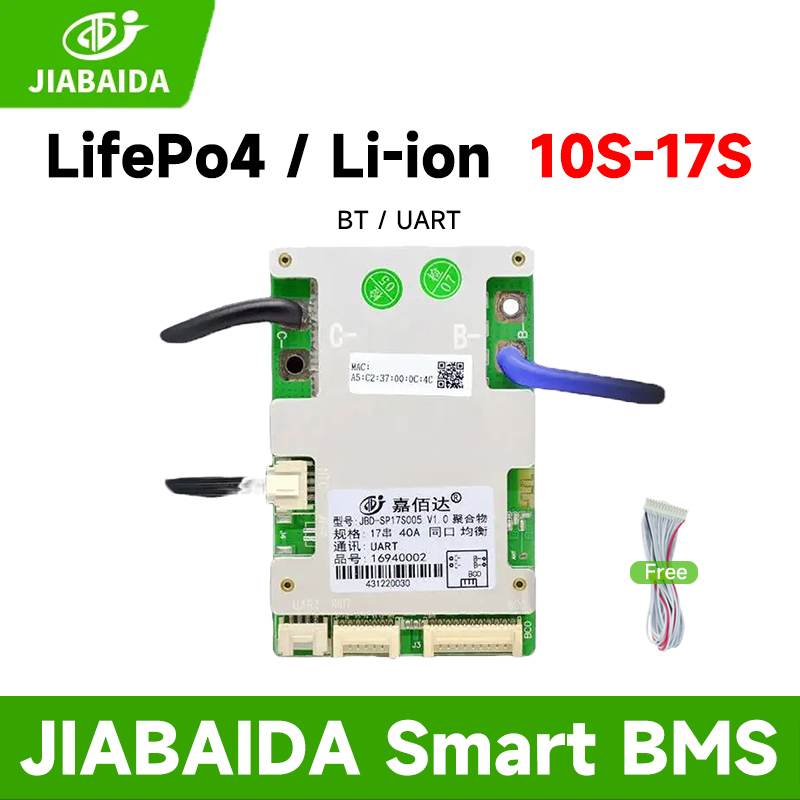 JiaBaiDa BMS LiFePo4 10S 13S 16S 17S 36V 48V 20A 120A Lithium Li Ion