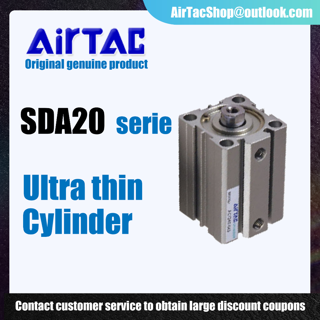 Airtac Pneumatic Thin Cylinder SDA20 Series Model Piston Type Double