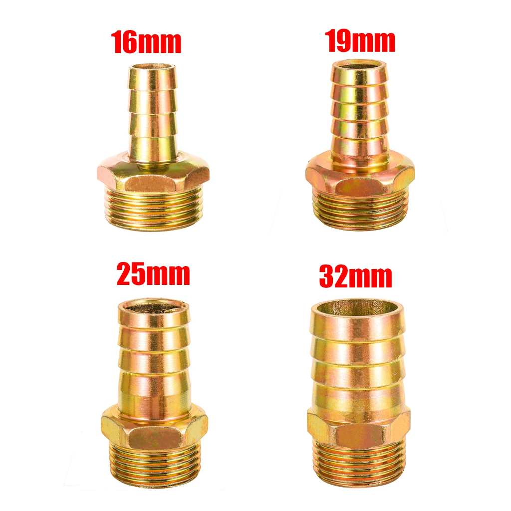 1 BSP Male Thread To 16 19 25 32mm Hose Barb Brass Connector Tail