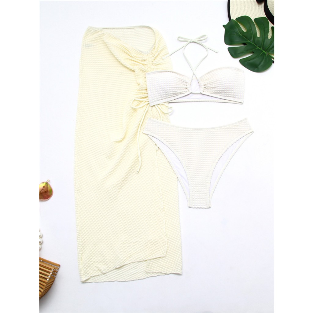 Women S 3 Piece Swimsuit Set Bikini Beach Long Skirt Sexy Swimwear