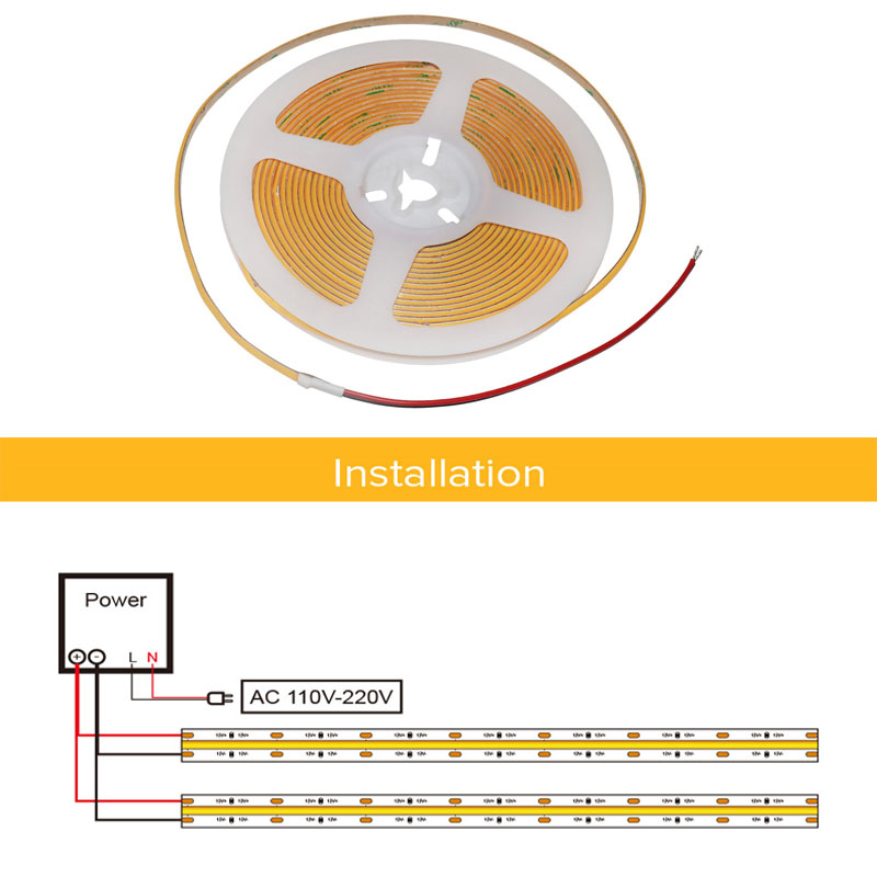 12V 24V 320 LED Per Meter COB Strip Light High Brightness White Warm