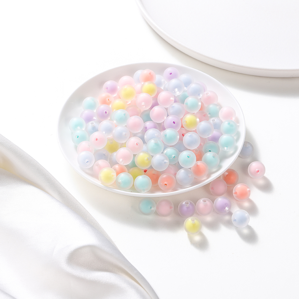 St Kunkka Pcs Acrylic Colorful Round Beads Frosted Transparent Can Be