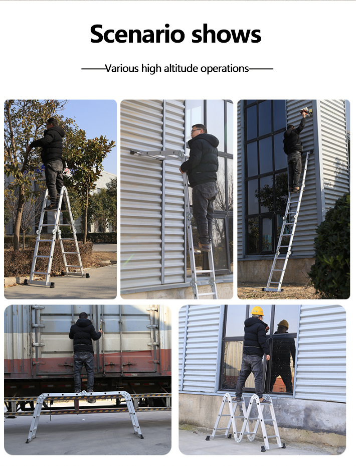 Multi Purpose Aluminum 12FT 16FT 20FT Foldable Ladder 3x4 4x4 4X5