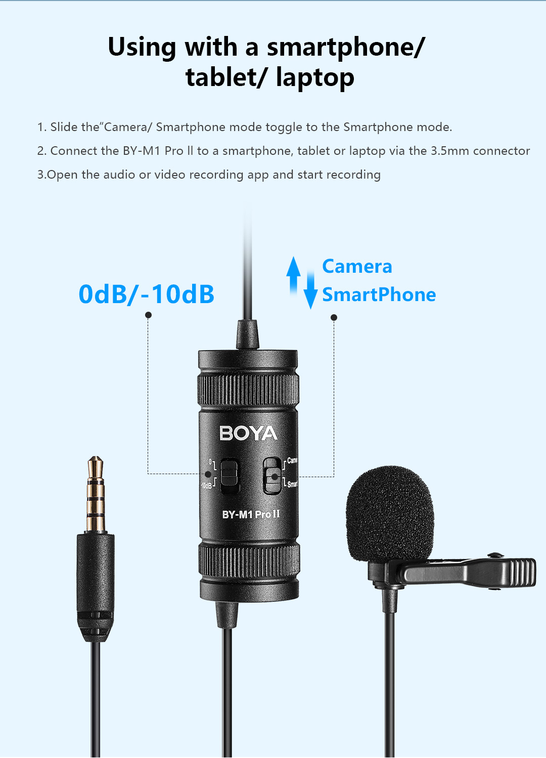 BOYA BY M1 Pro II Universal Lavalier Microphone 3 5mm Condenser