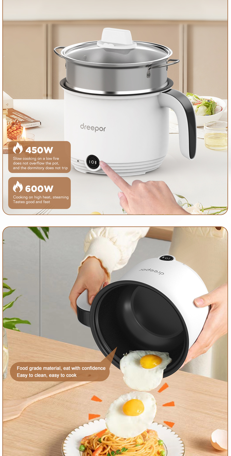 Dreepor Mini Rice Cooker With Steamer Small Non Stick Hot Pot Multifunctional Electric Cooker 1