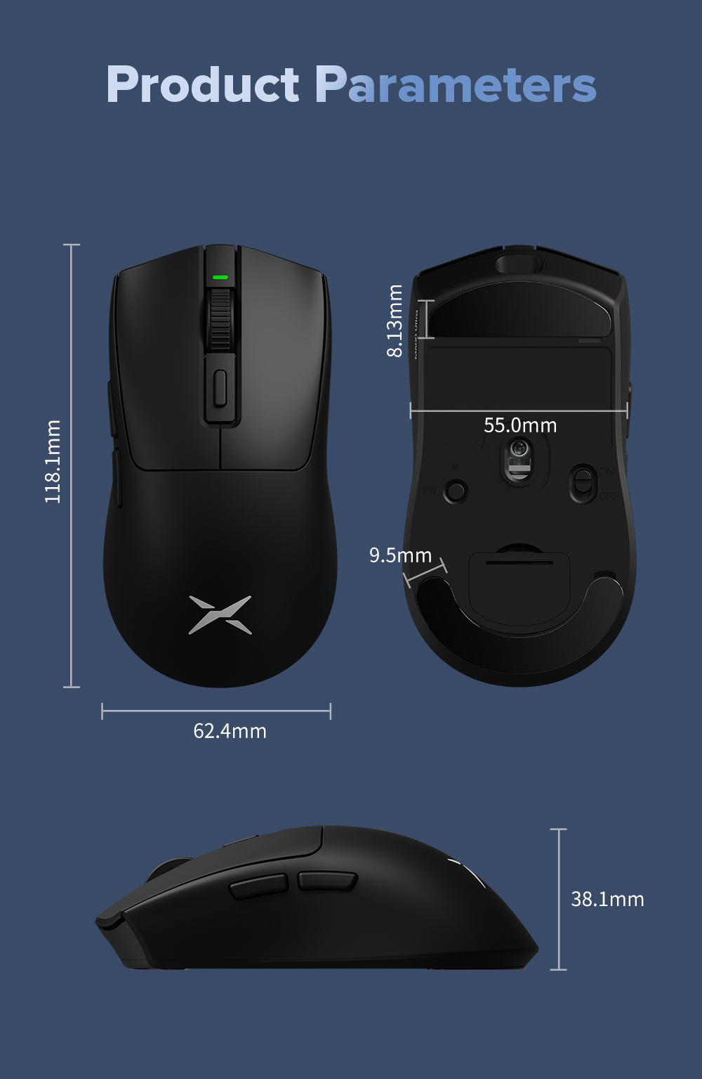 Delux M600 ULTRA PAW3395 Gaming Mouse DPI MAX 26000 Wired 2 4G Wireless