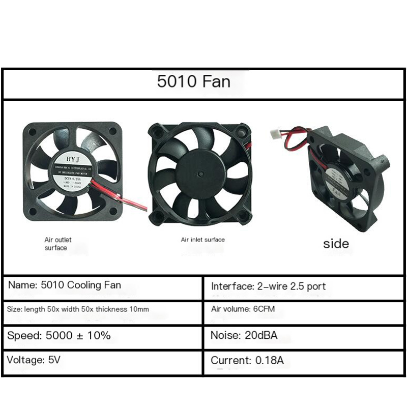 5V 2 Pin 40x40x10mm 50x50x10mm 60x60x10mm PC Computer CPU System