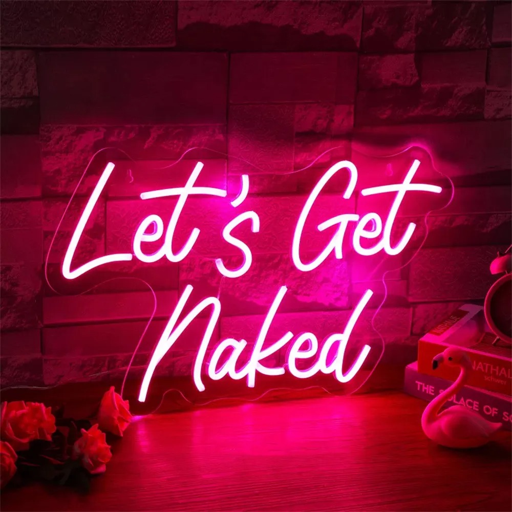 Let S Get Naked Neon Light Sign Bathroom LED Lamp Shower Man Cave