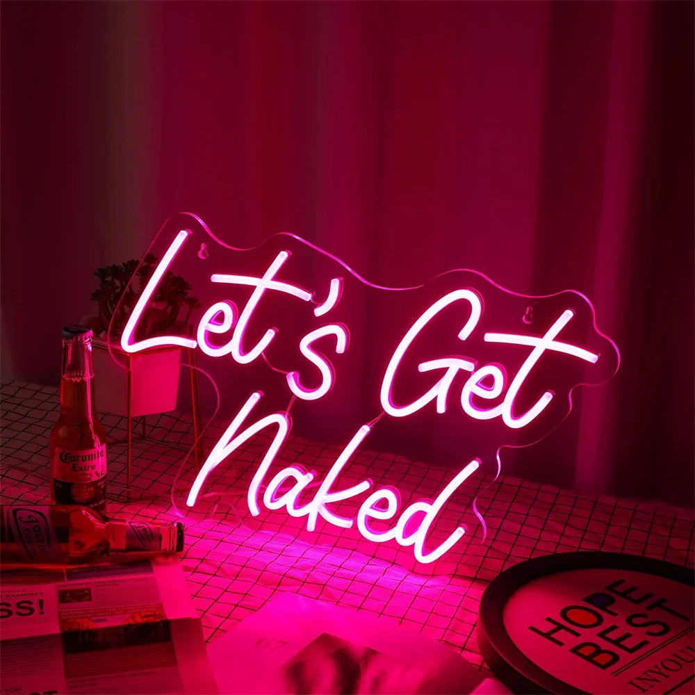 Let S Get Naked Neon Light Sign Bathroom Led Lamp Shower Man Cave