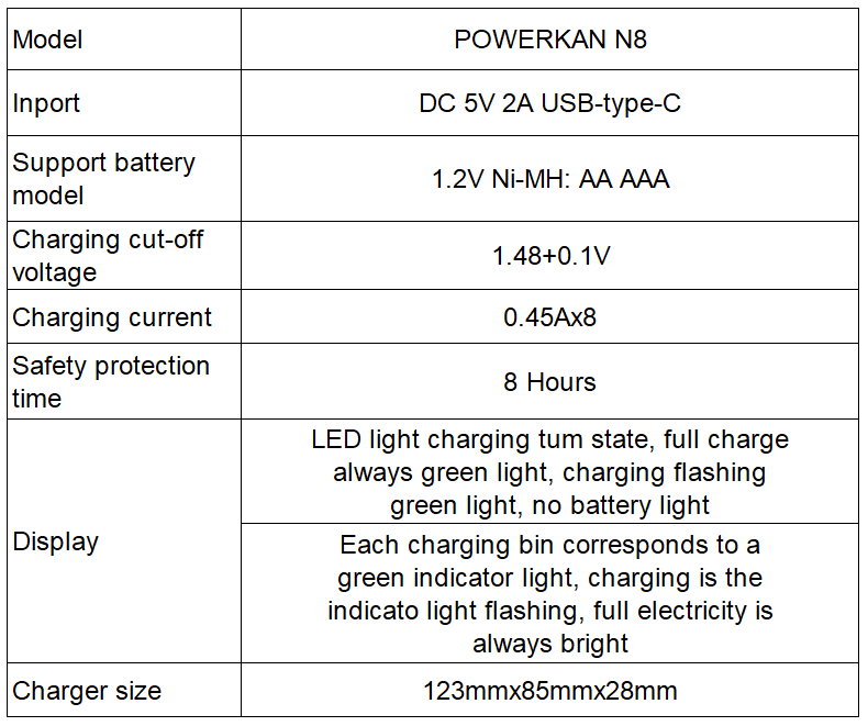 POWERKAN N8 Battery Charger LED Can Be Independently Used For 8 1 2V Ni