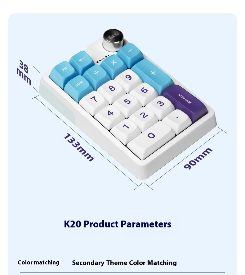 Kzzi K20 Mini Keyboard Keypad Three Mode Bluetooth Wireless Gasket