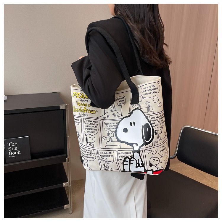 Japanese Cute Cartoon Snoopy Printed Casual Sail Cloth Bag Fashion