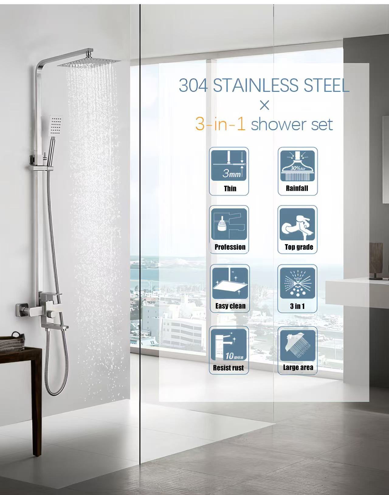 Hotsan Shower Set With Faucet Hot And Cold Stainless Steel In