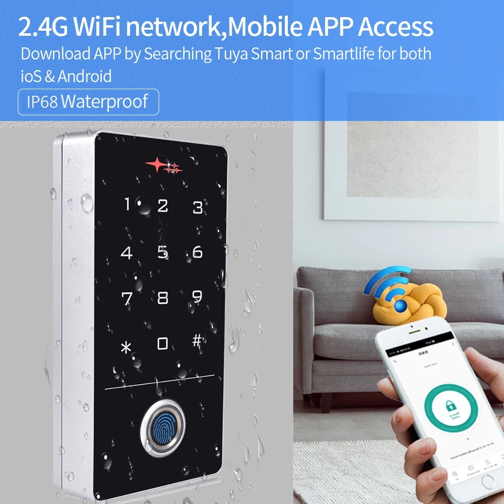 Waterproof Tuya App Wifi Access Control Keypad Fingerprint Smart Home