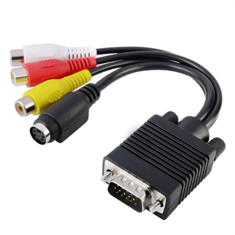 VGA SVGA TO S Video 3 RCA Composite AV TV Out Converter Adapter Cable