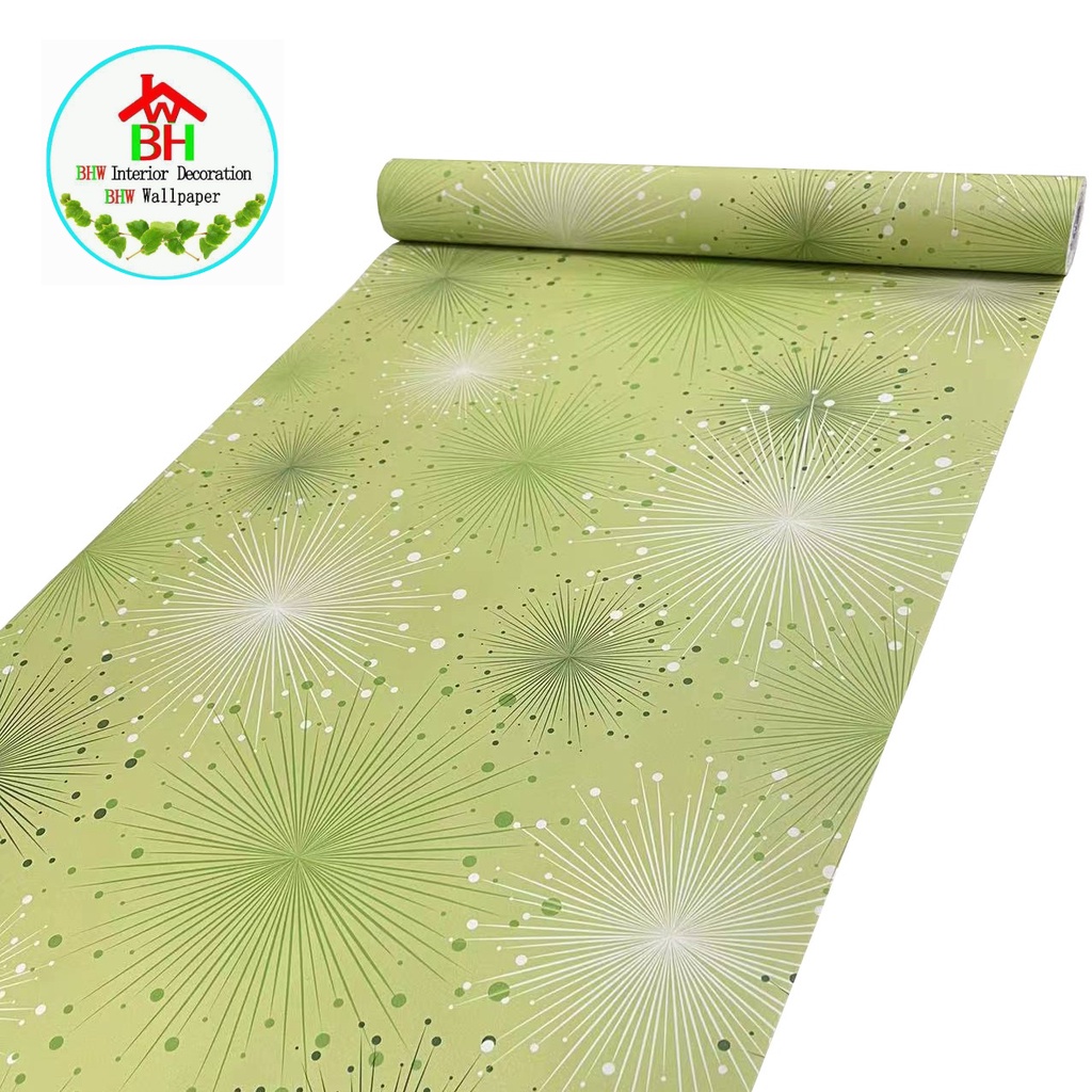 Bhw Wallpaper Color Green Flash Design Pvc Self Adhesive Waterproof