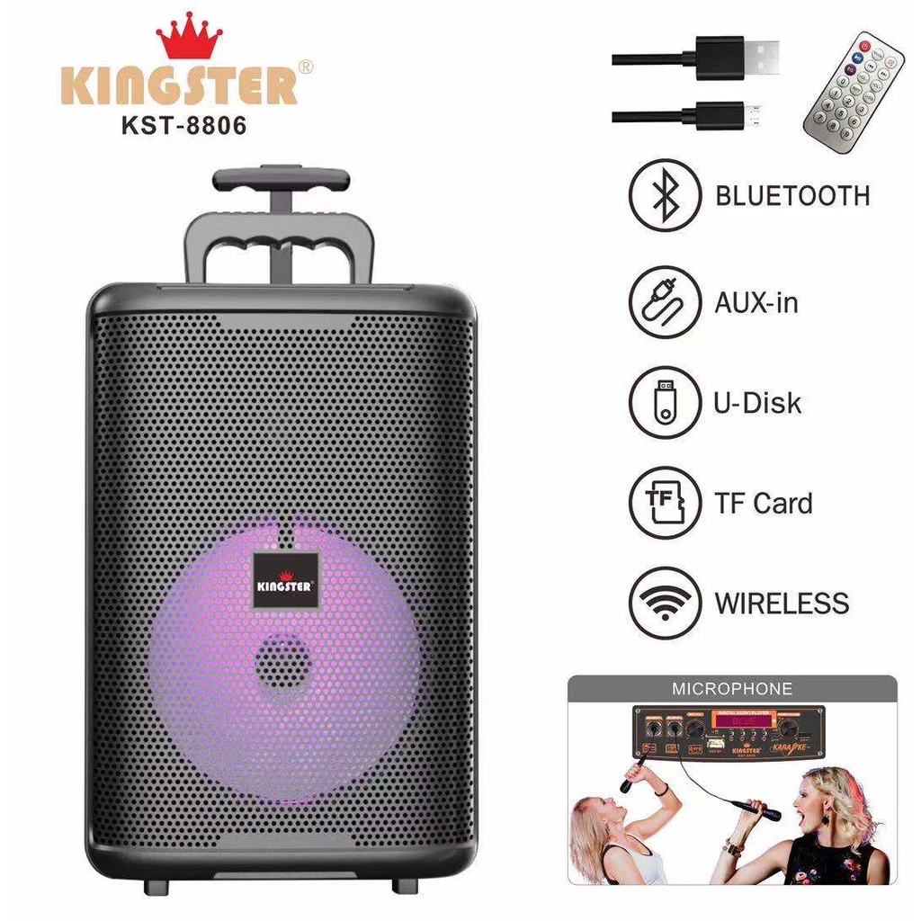 Kingster KST 8806 Portable Karaoke Wireless Bluetooth Speaker With MIC