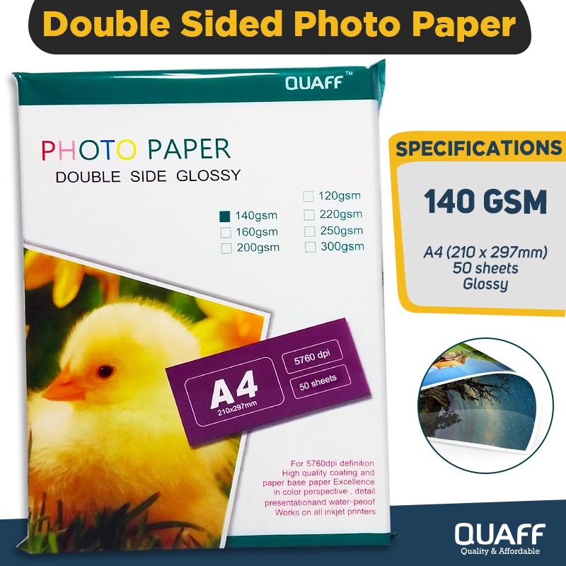 Quaff Double Sided Glossy Photo Paper A Sheets Per Pack Shopee