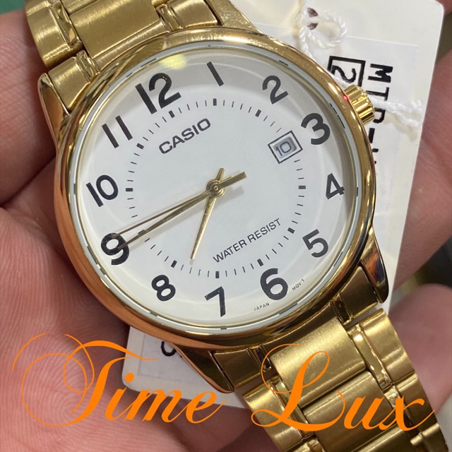 Casio Men S Gold Mtp V G B Mtp V White Face Shopee Philippines