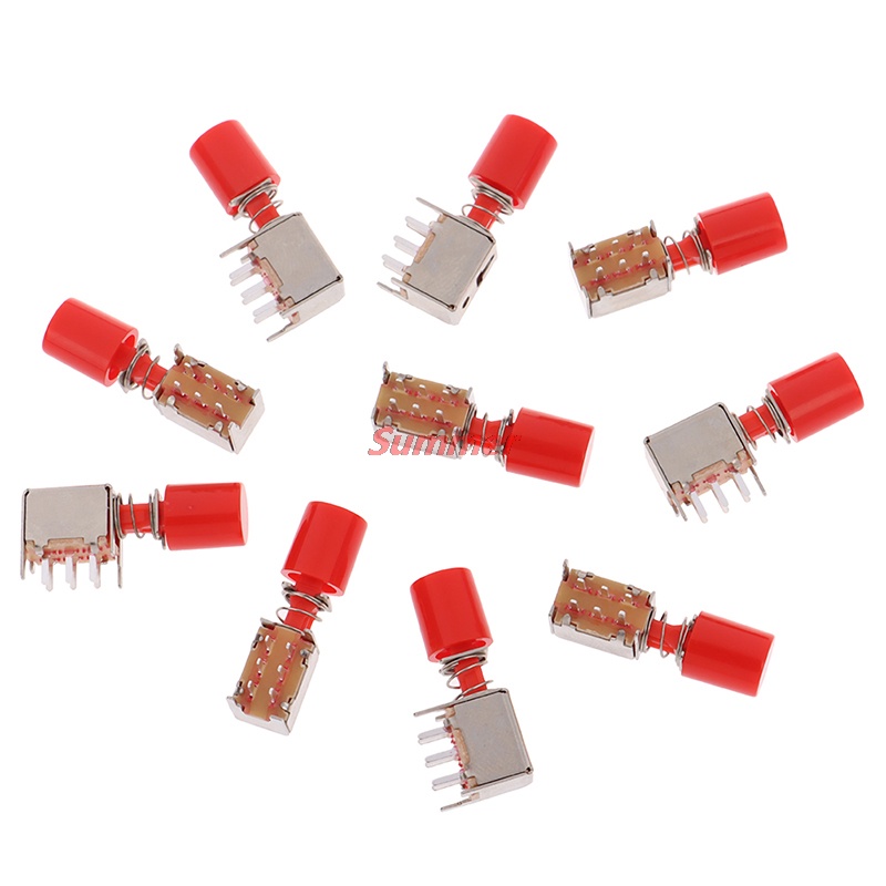 New 10pcs PS 22F03 Right Angle PCB Latching Push Button Switch With Cap