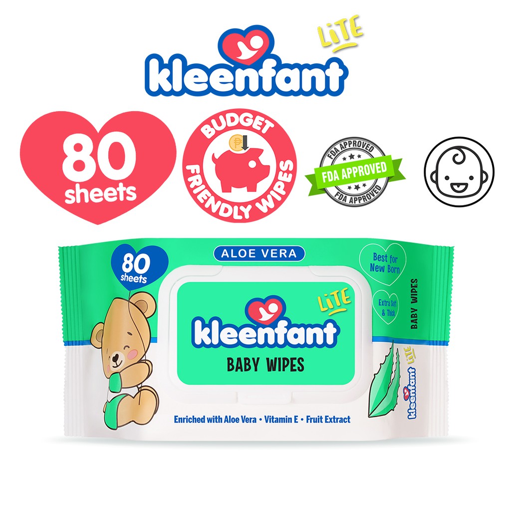 Kleenfant Lite Aloe Vera Scent Baby Wipes Sheets Shopee Philippines