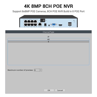 Hamrol 4K 8MP 16CH 8CH H 265 48V PoE NVR Recorder Face Detection For