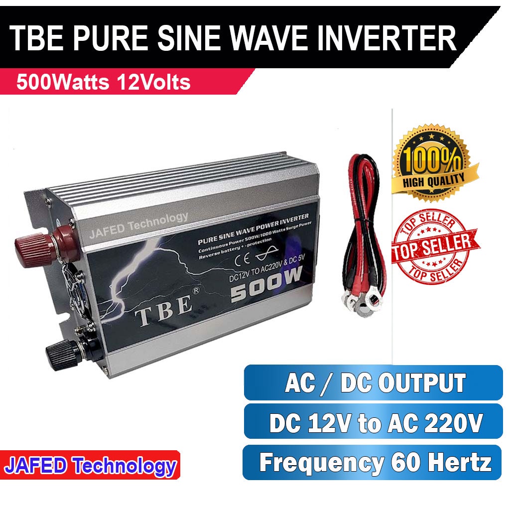 JAFED 500W 12V TBE Pure Sine Wave Power Inverter Offgrid Inverter DC