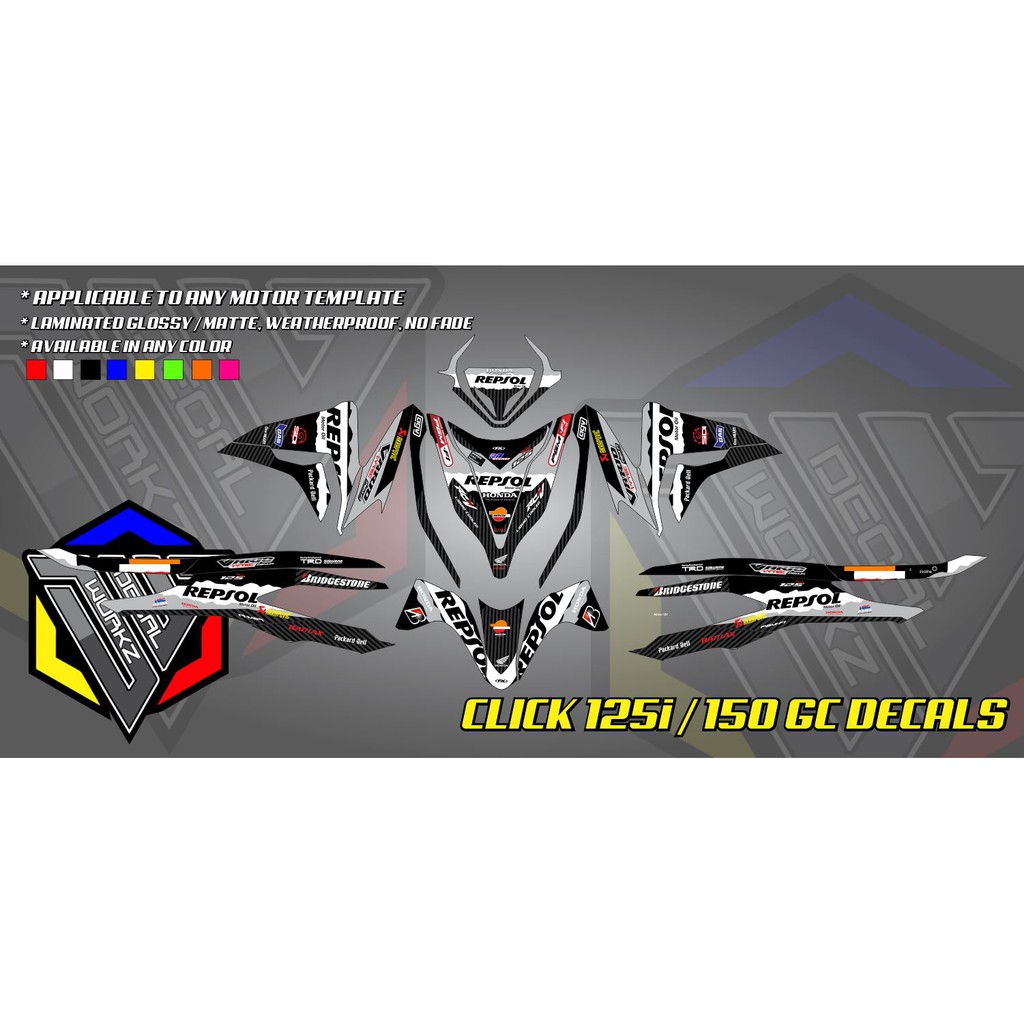 Honda Click V2 125i 150 GC REPSOL GRAY DECALS Shopee Philippines