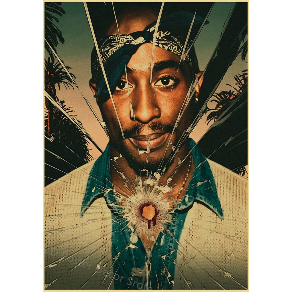 Hip Hop Singer Tupac Retro Poster Kraft Paper Pac Prints Posters