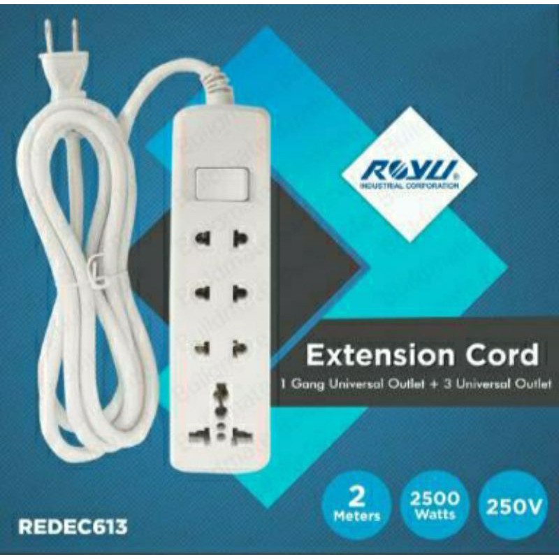 Extension Cord Royu 1 Gang Universal Outlet Plus 3 Universal Outlet 2