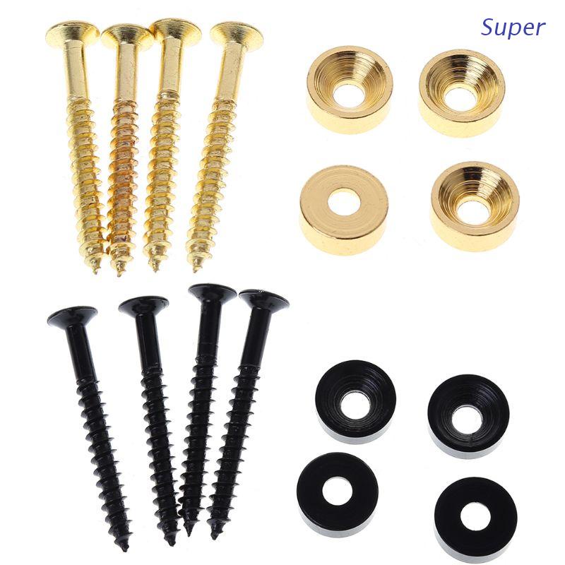 Super 4Pcs Electric Guitar Bass Neck Mounting Ferrules And Screws