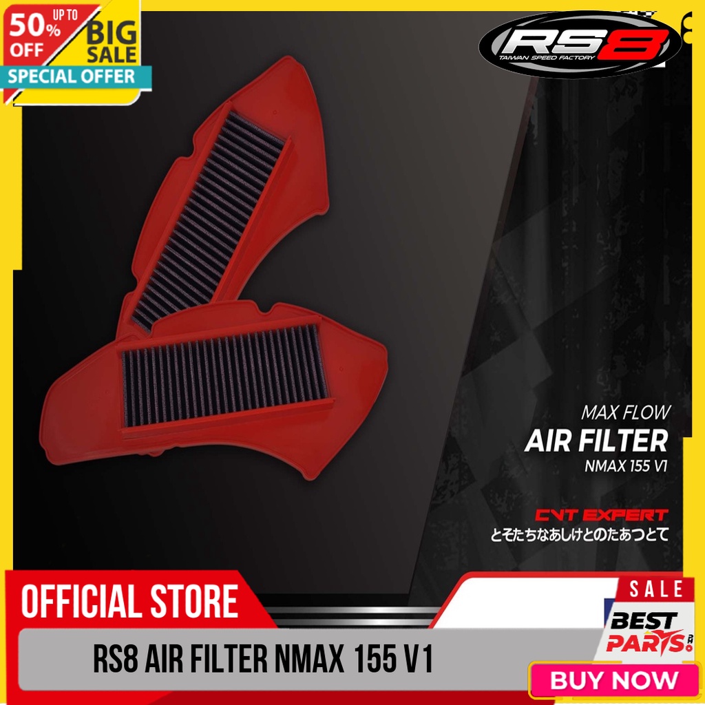 Rs High Flow Air Filter For Aerox V Nmax V Washable High Quality