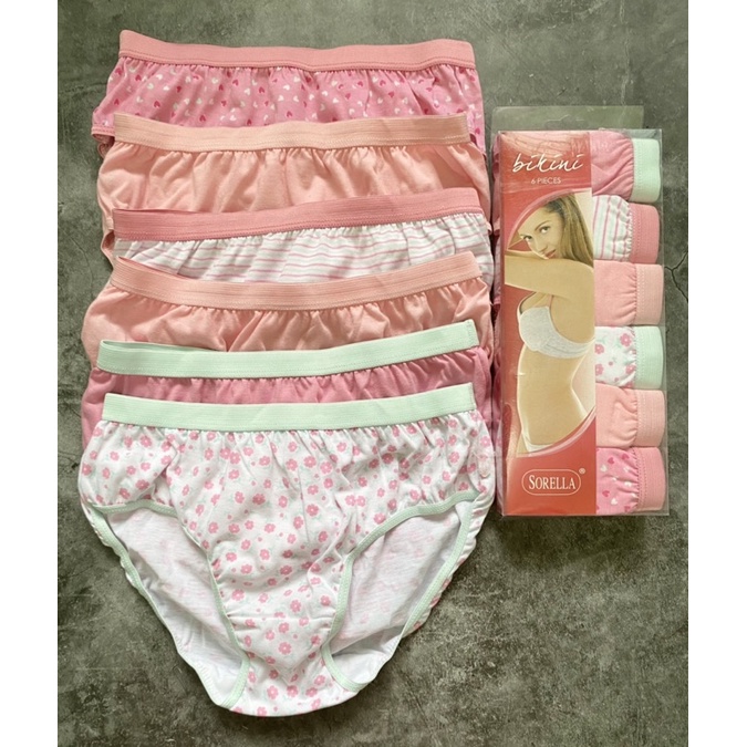 SORELLA 6 In 1 Bikini Pack Outside Garter Panty Adult Women Panty