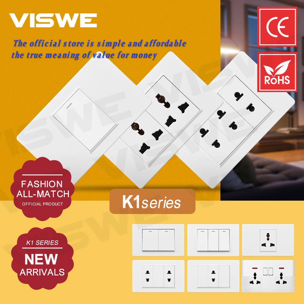 Viswe Superwide Switch And Outlet Gang Gagng Gang White Electrical