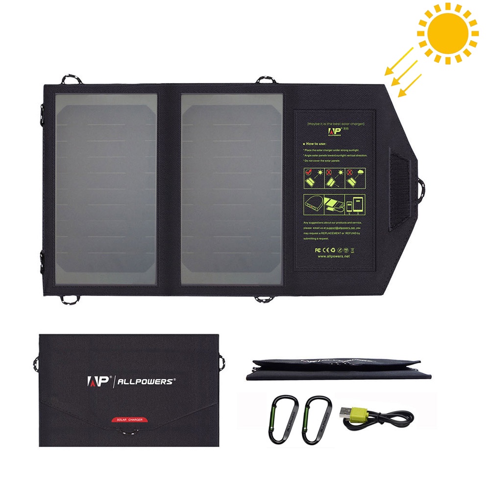 ALLPOWERS 10W Solar Panel Charger Foldable Portbale Solar Battery