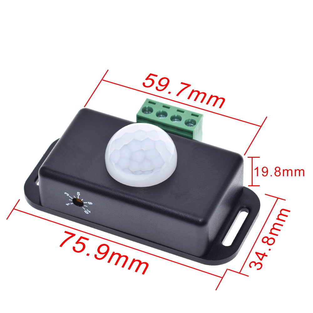 DC 12V 24V 8A Automatic Adjust PIR Motion Sensor Switch IR Infrared