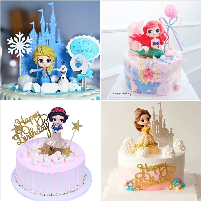 Ready Stock Cake Decoration Set Frozen Princess Snow White Mermaid