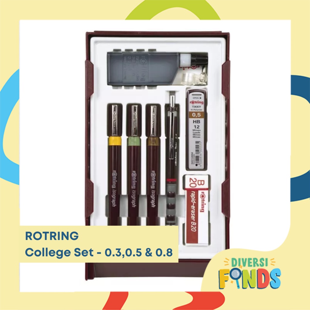 Authentic Rotring Isograph College Set With Adaptor Master Set