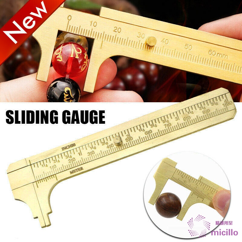 Mini Brass Scale 80 100mm Sliding Gauge Vernier Caliper Ruler Pocket