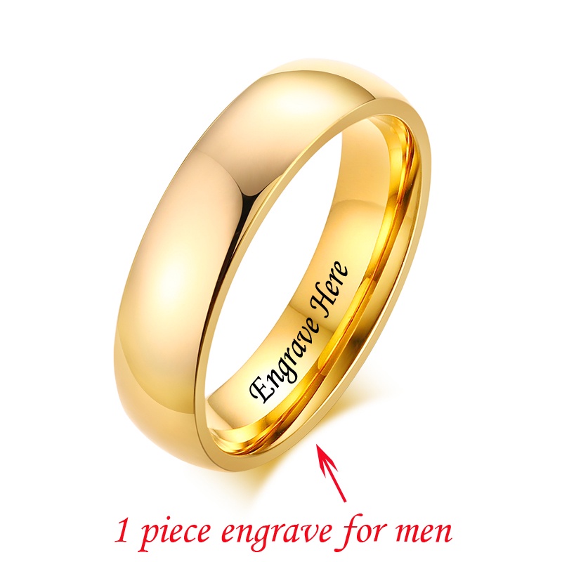 Vnox Personalized Engraving Tungsten Carbon Rings Lover Couple Jewelry