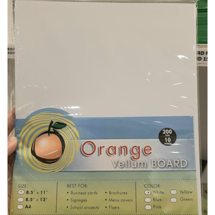 Sheets Orange Vellum Board White Gsm A Short Long Shopee