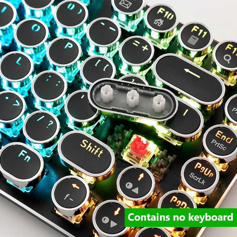 Keys Crystal Round Keycaps Set Gaming Keyboard Retro Typewriter