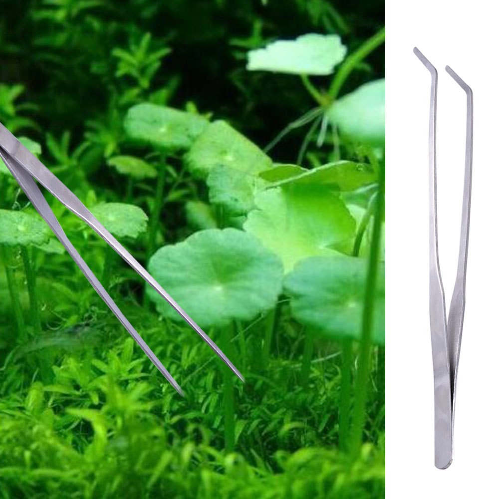 27CM Stainless Steel Tweezers Aquarium Live Tank Curve Plant Long Tongs